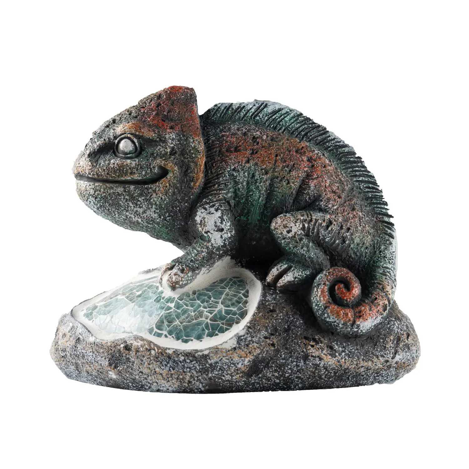 Garden Statue Chameleon Resin Statue with Solar Light Garden Lawn Decoration
