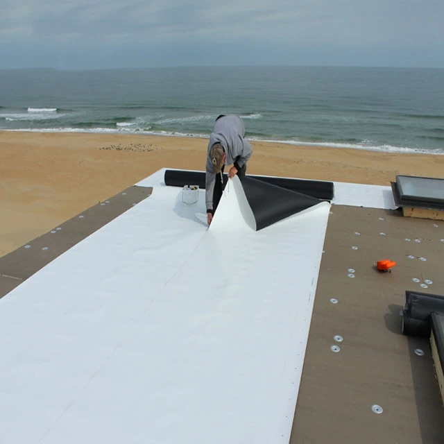 Pre-applied thermoplastic polyolefin tpo exposed single ply layer roof membrane with fiber backing exposed waterproof membrane
