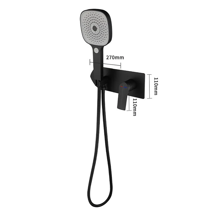 Bathroom Single Function Shower Set Wall Mounted Black