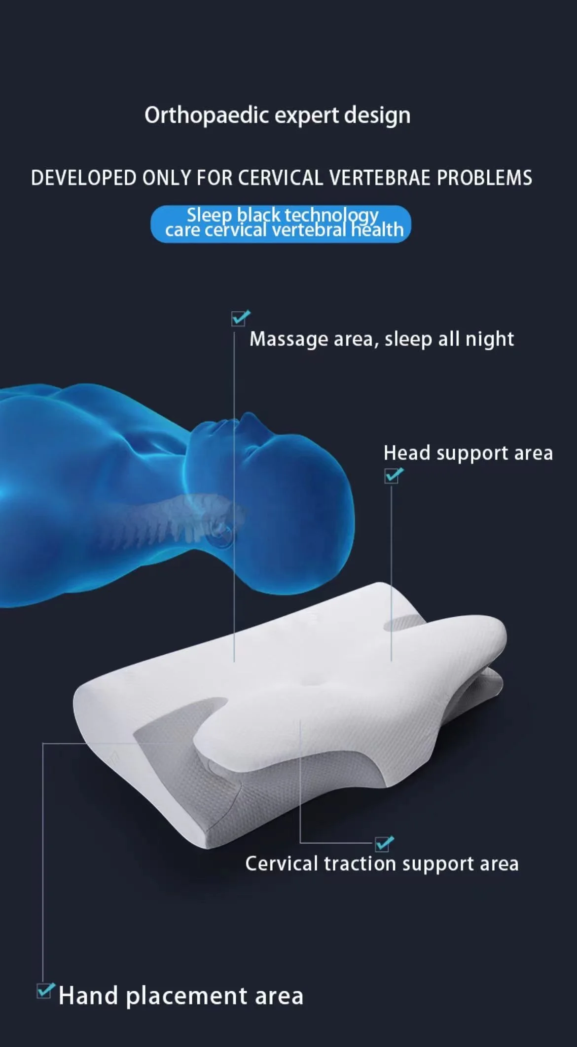 New RTS Bed Sleeping Contour Butterfly Shaped Side Sleeper Anti Snore Cervical Orthopedic Memory Foam Pillow
