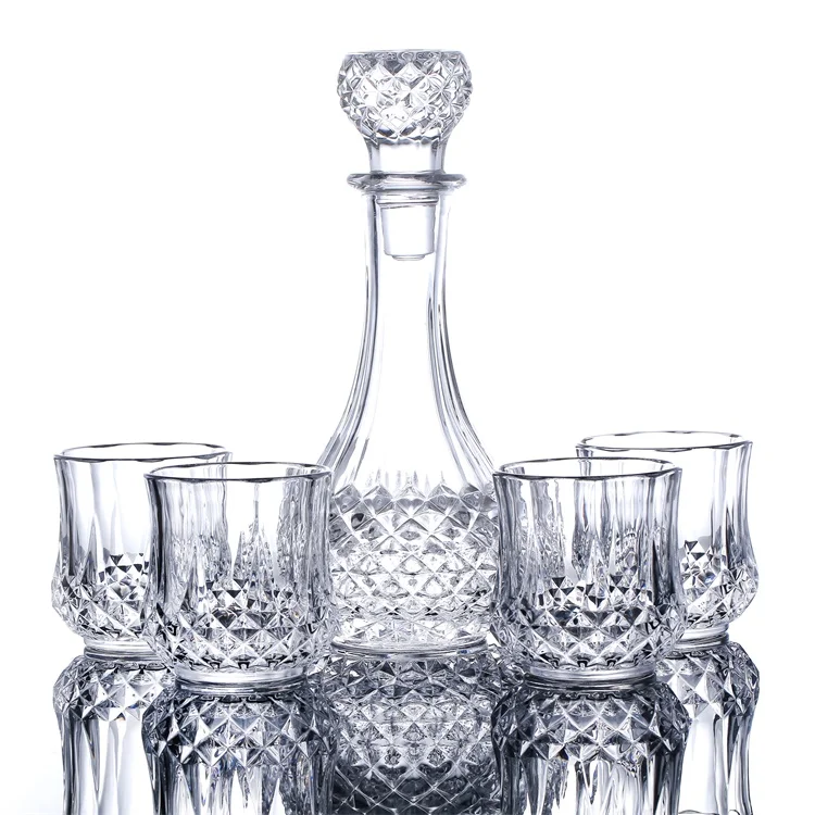 4 Liquor Glasses With Glass Decanter Set Whiskey Decanter Set