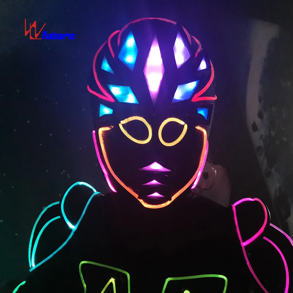 Optical fiber LED light up funny stage show light up mecha costume set