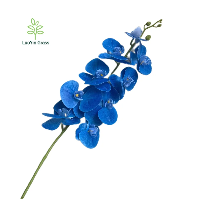 Artificial Orchid Stems  PU Real Touch White Orchid 37 inch Tall 9 Big Blooms Phalaenopsis Flower Home Wedding Decor