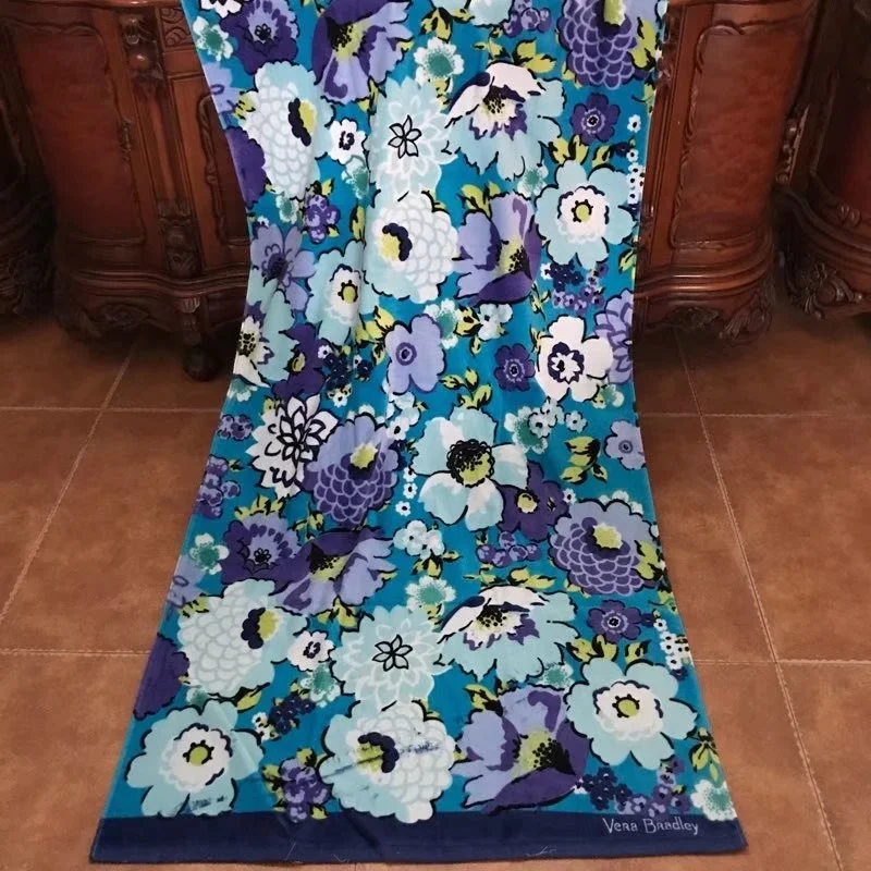  High quality printed pure cotton velour beach bath towel for