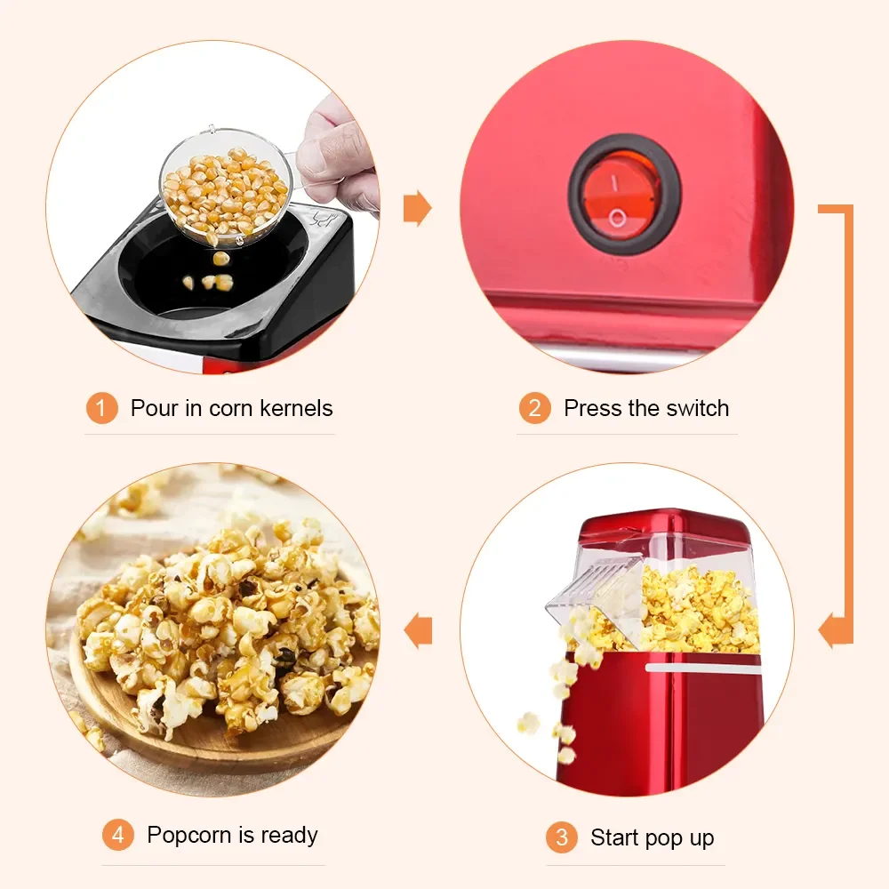 Factory low price ABS Popcorn Maker 1200W electric automatic small household popcorn machine for kitchen