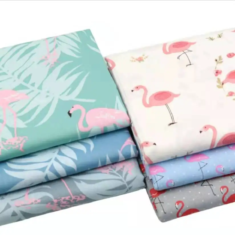
Top seller custom pattern digital printed cotton fabric Printed flamingo cotton poplin home textile 