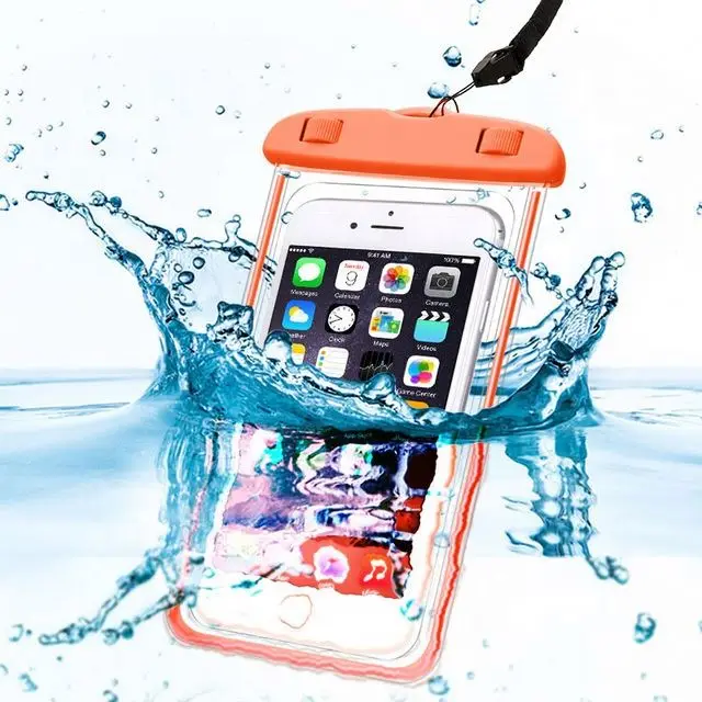 Factory Wholesale 190*105mm Universal PVC Luminous Waterproof Phone Bag Case for Smart phone samsung , iphone , oppo ,xiaomi