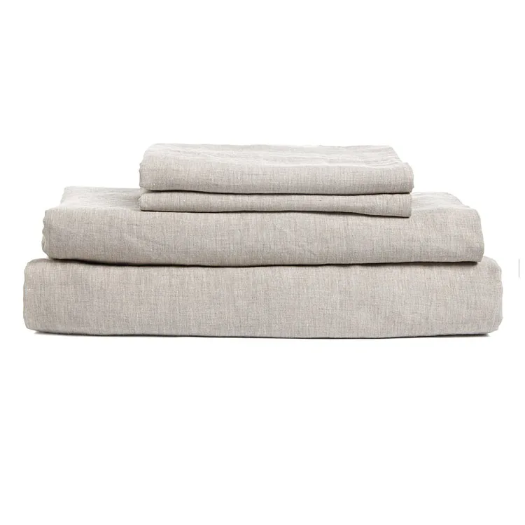 Stone Washed 100% Natural Pure Linen Flax Linen Fiber fabric Bedding Bed Sheet set