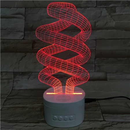 Unique Spiral Lamp 3D LED Night Light, Newest Acrylic Light Bilb Night Lamp With Speaker, Creative Wireless Speaker Nightlight