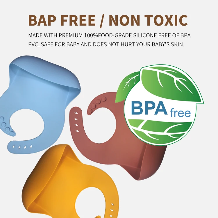 Wholesale Manufacturer Waterproof BPA Free Food Grade Silicone Baby Bibs