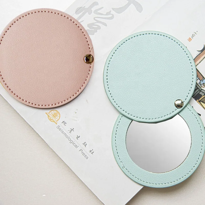Mini PU Pocket Makeup Mirror Portable Cosmetic  Mirrors for Girls wholesale