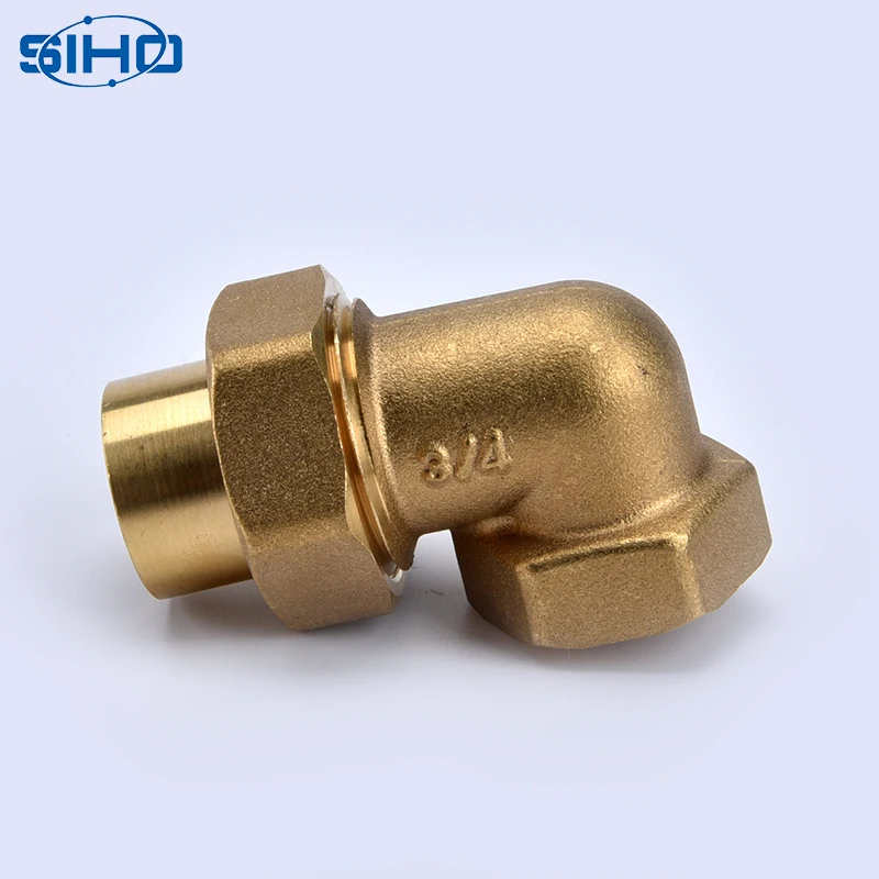 
Compression Fittings Elbow Brass for Copper Pipe 90 Degree Male Base Oil Water Gas Yellow Brass Color Square Equal ISO 9001 SIHO 
