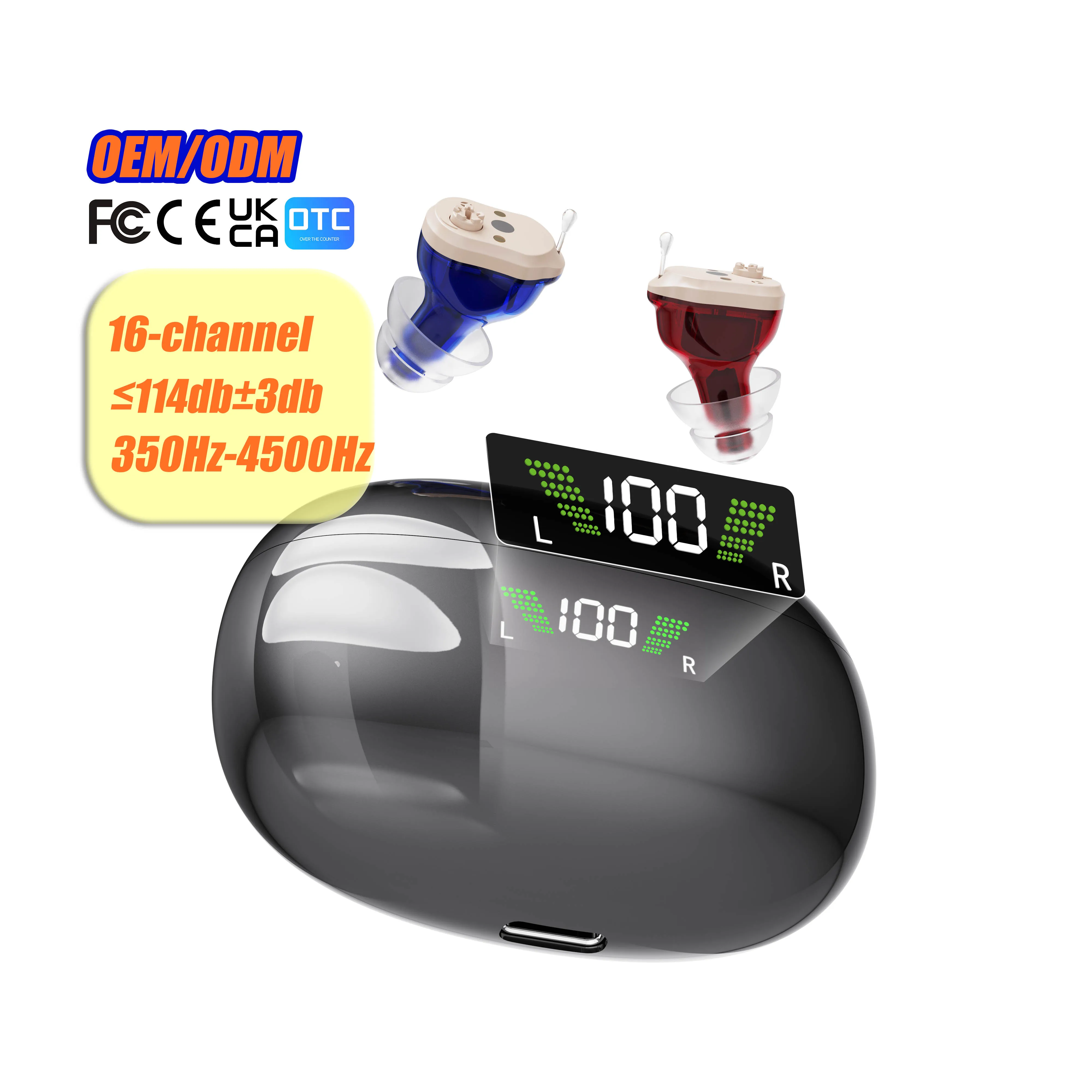 Hot sale HD digital display CIC hearing aids for the deaf rechargeable wireless hearing aid price list wholesale hearing aids