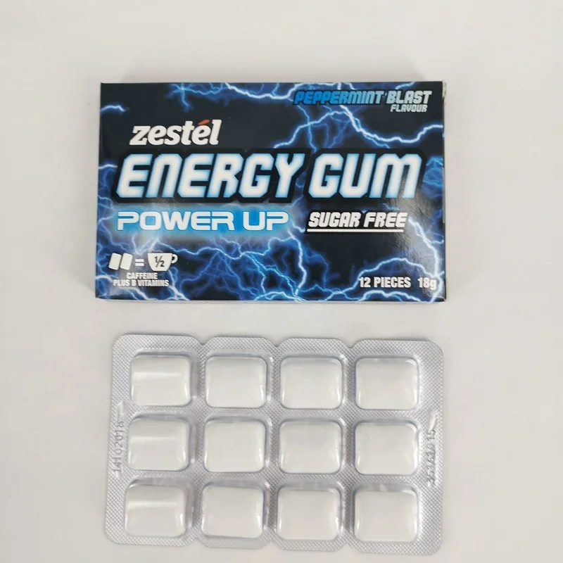 Chewing gum containing caffeine and taurine energy chewing gum energy sugar free xylitol chewing gum