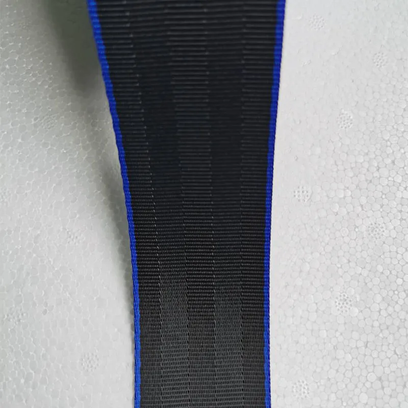 47mm Yellow and black high breaking strength polyester webbing for car safety belt