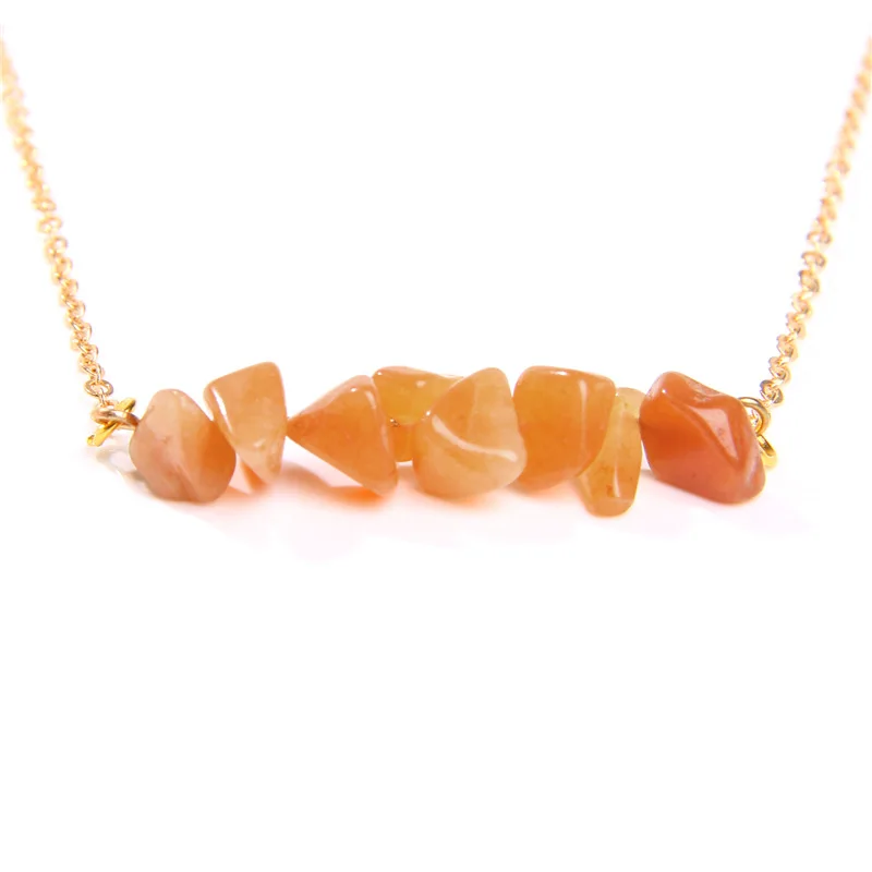 Simple Style Color Gravel Necklace Natural Gemstone irregular Necklace Raw Rocks Accessories