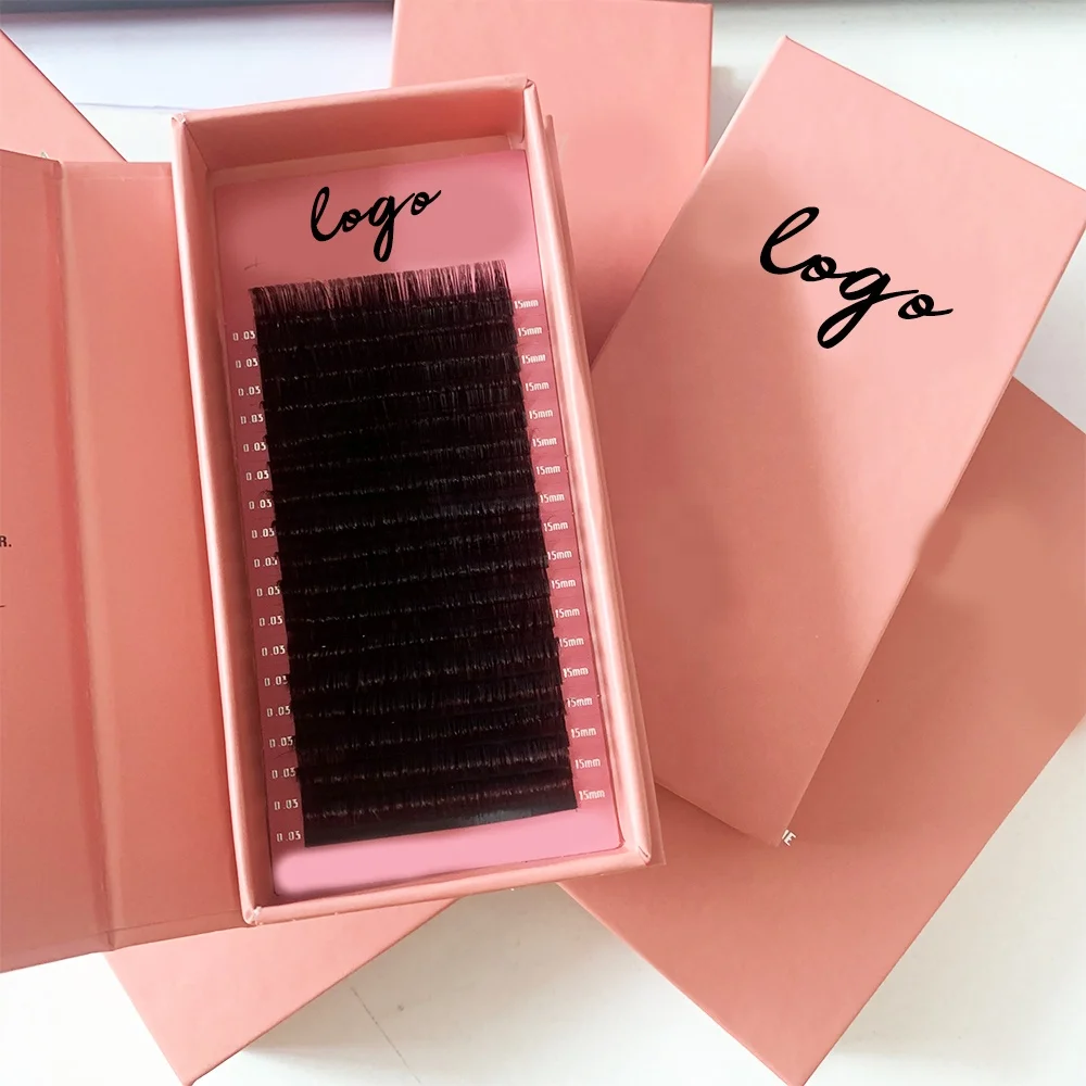 Private Label 0.10 0.12 0.15 0.20 Eyelash Tray Vendor Luxury 16 Rows Silk Dark Lash Trays