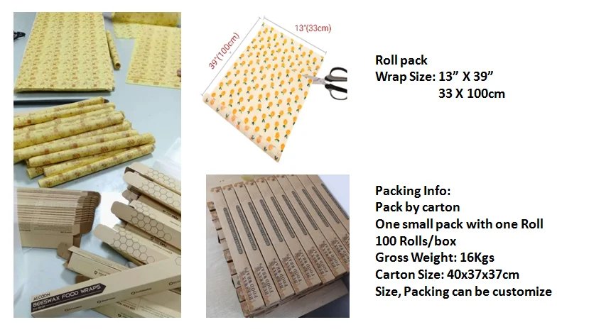 
Natural Washable Beeswax food wrap reusable beeswax food wrap roll sustainable eco friendly products 