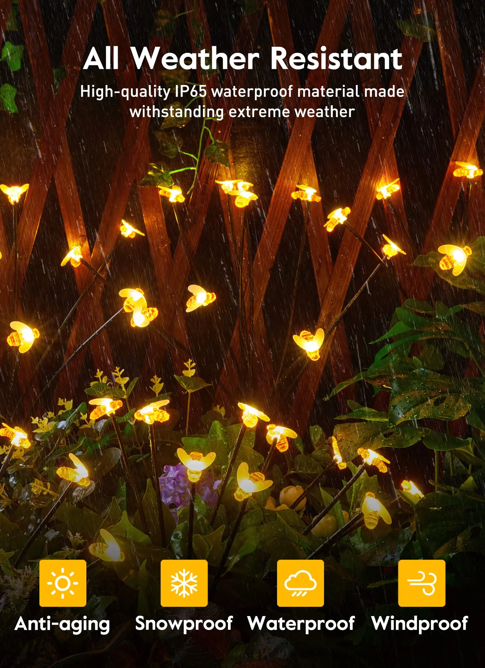 Outdoor Solar Pathway Light Waterproof 1 Pack 6 LED Powered Swaying Firefly Lamp Starburst Solar Firefly Garden Light