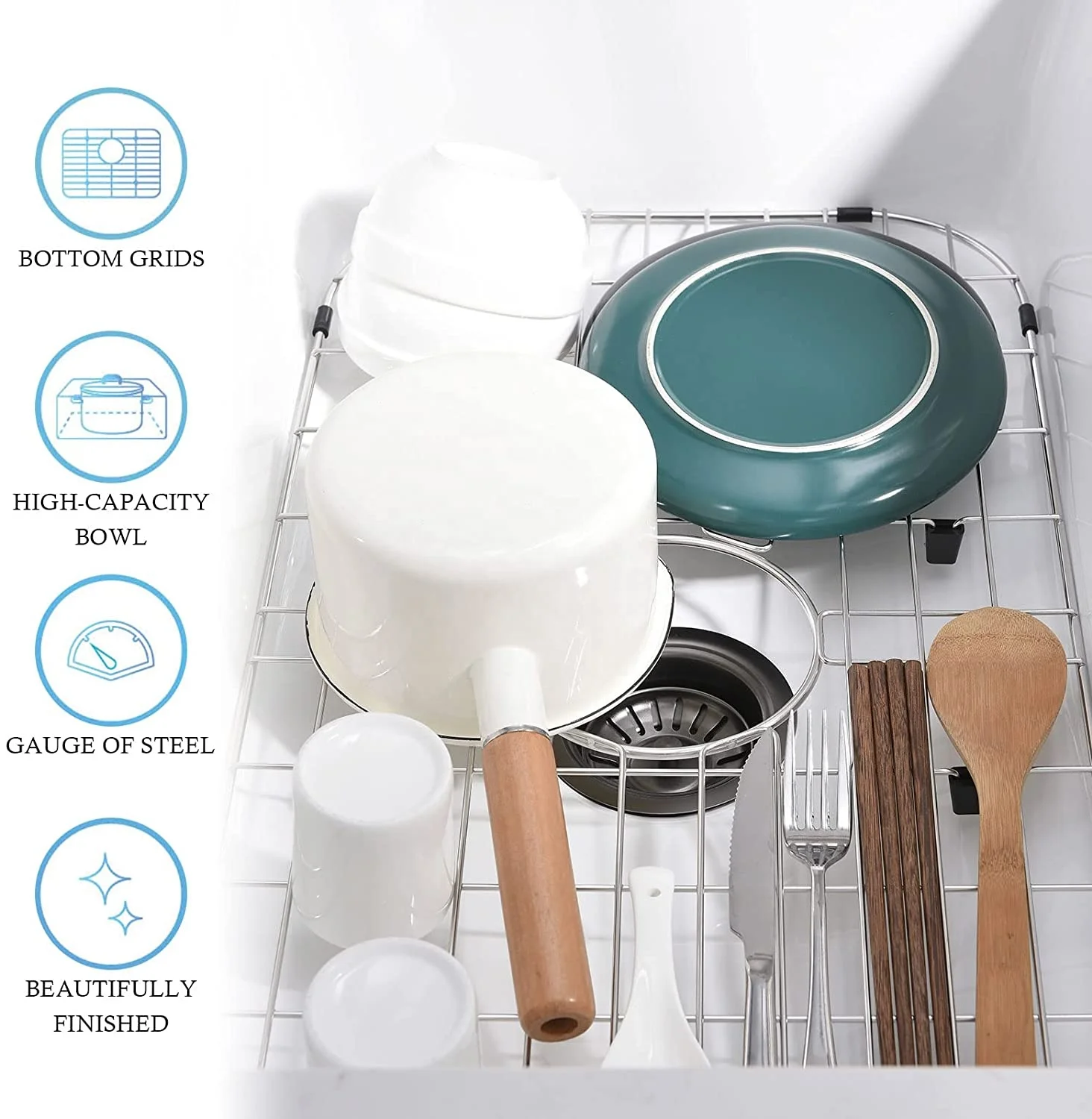 Решетка для кухонной раковины решетка из нержавеющей стали нижняя сетка в ванной защиты с отцентрованным сливом и угловым радиусом