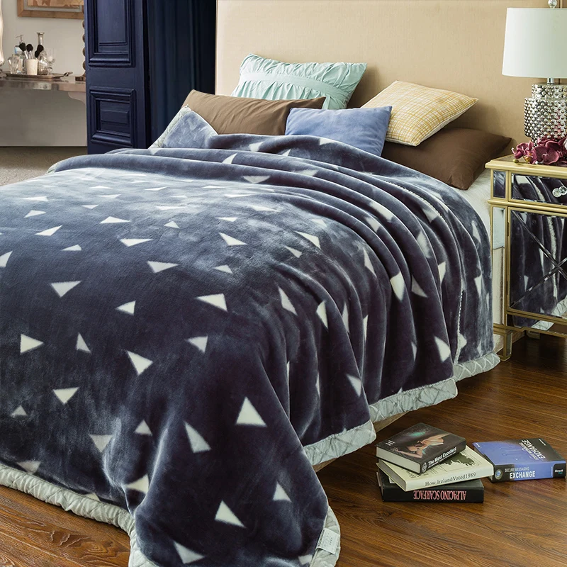 Double Layer Winter Thicken Plush Weighted Blanket For Double Bed Warm Heavy Fluffy Soft Flowers Printed Throw Blankets