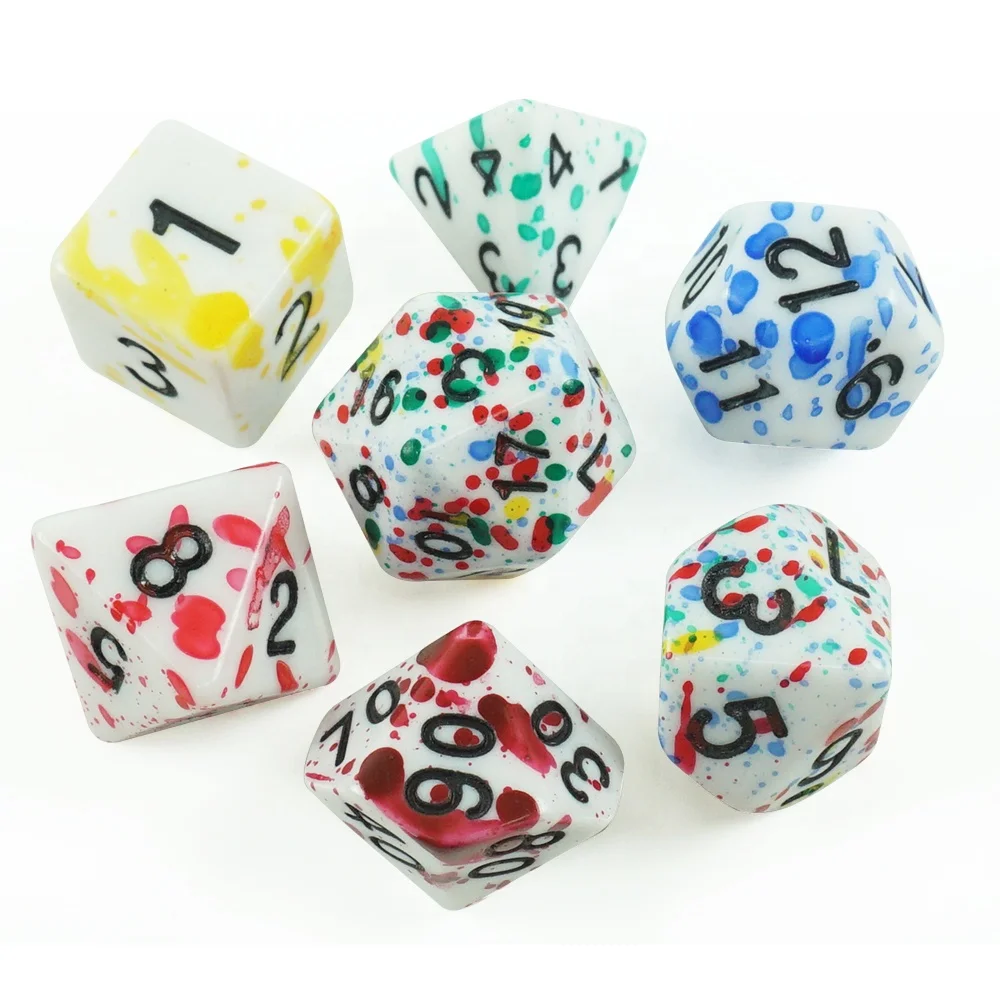 Manufacturer Sale 7pcs rainbow Polyhedral Dice Set Colorful Dnd Rgp Acrylic rainbow 16mm D6 Bone Dices for Funny Casino Games
