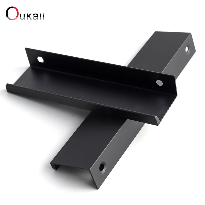 Oukali Simple 800mm Aluminum Profile Hidden Handle Embedded Kitchen Wardrobe Profile Drawer Cabinet Furniture 128Mm Gold Handles