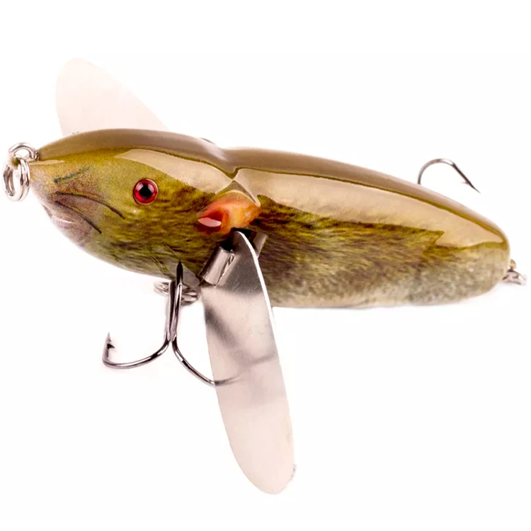 New Arrival Topwater Bait 8CM 14G Popper Rattles Mouse Bass Pike Musky Killer Rat Fishing Lures With Two Metal Blade Wings