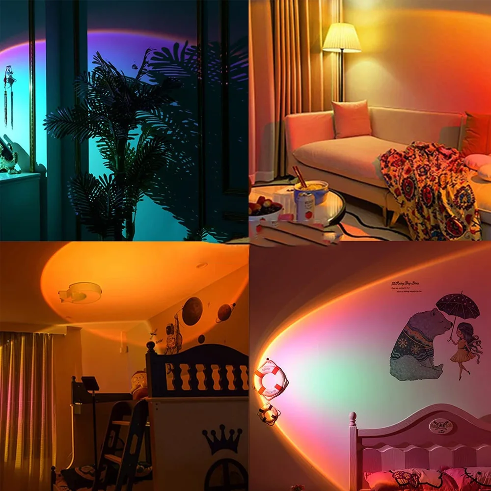 Home Decoration Sunset Projector Lamp 16 Colors App and IR Control HD Crystal Lens LED Sunset Lamp