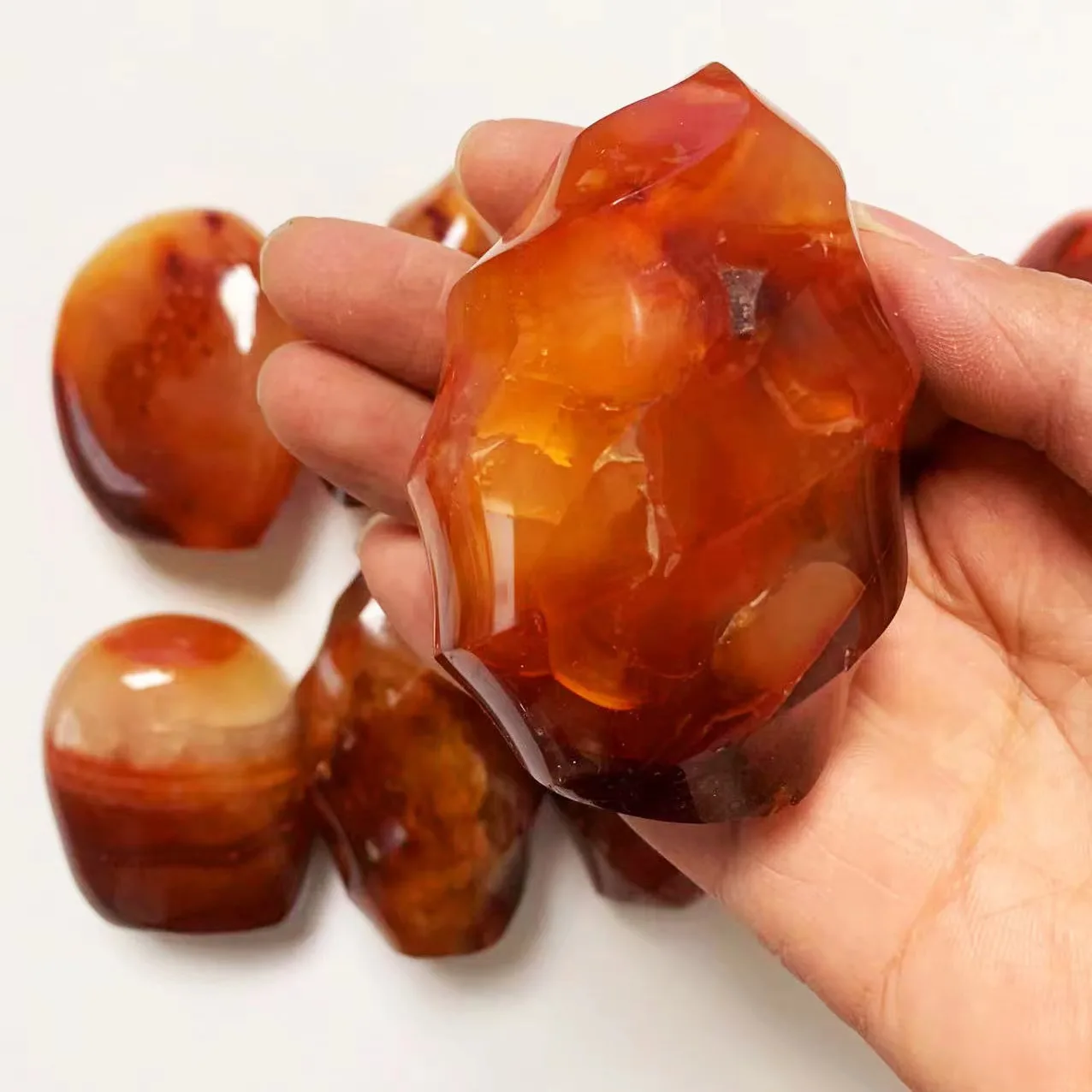 Wholesale Crystal rock Carnelian healing red Semi-Precious quartz Crystal Free Form Flame Natural standing stone for fengshui