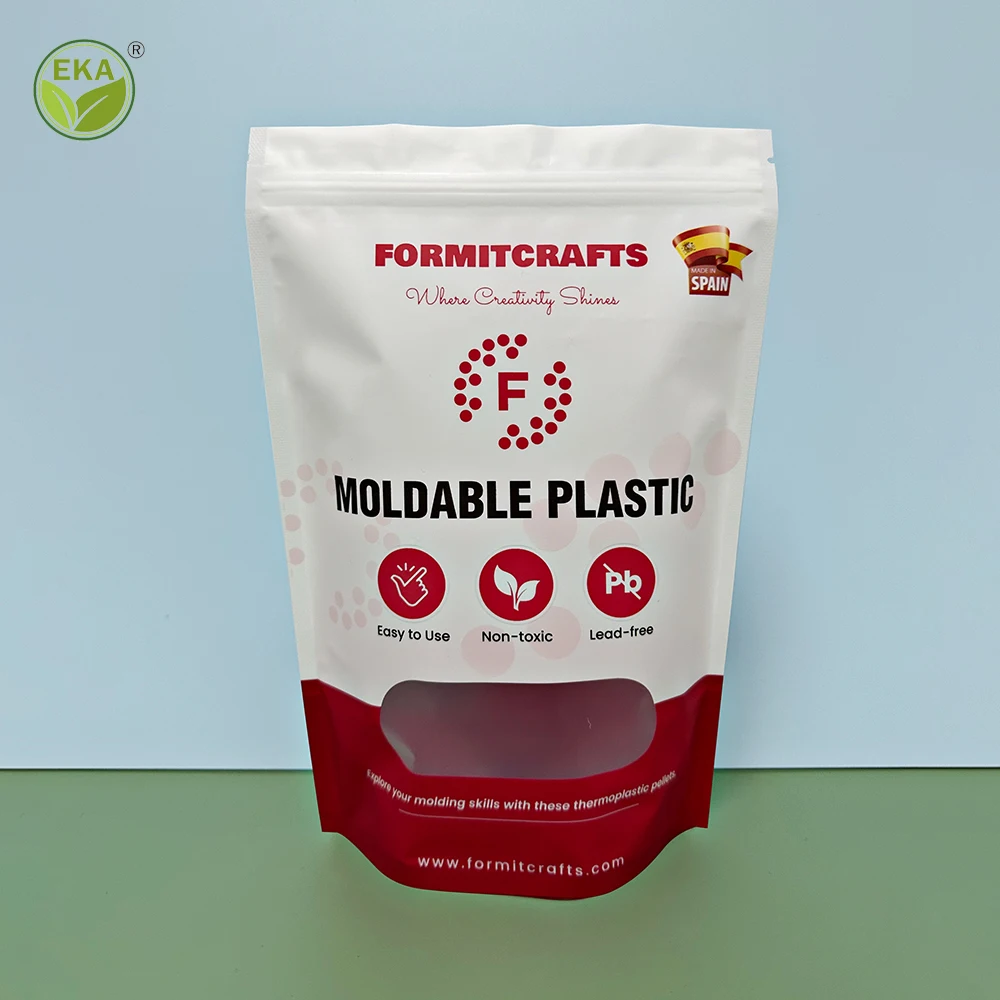 Eka Custom Logo Mini White Reusable Ziplock Small Package Bags Metal With Window Moldable Plastic Stand Up Packaging Bag