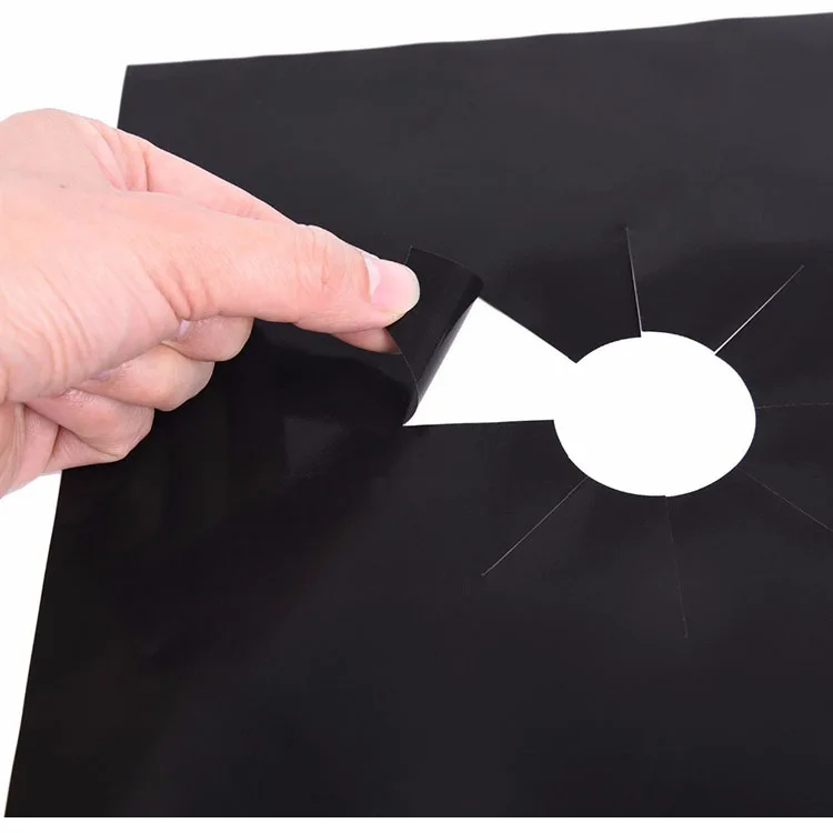 Kitchen Cooking Dishwasher Safe Non Stick Burner Stove Cover 8 Pack Black 0.2mm Gas Range Protectors Liner