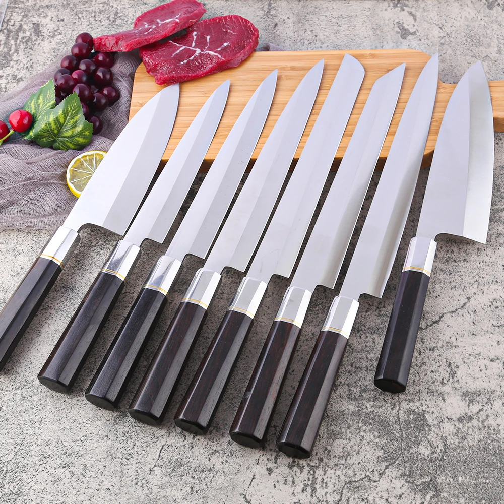 Xingye Hot Sale 2023 Knife Stainless Ebony Wood Sushi Fishing Knife Set For Kitchen