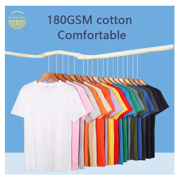 High Quality 180 Grams  Summer Cotton Round Neck Plain Sports T shirt For Men