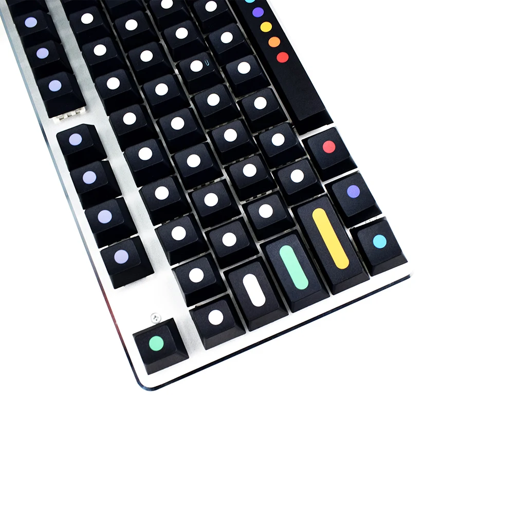 Dots Theme 128 Keys set OEM Profile PBT Black Keycaps for Gaming Mechanical Keyboard Keycaps