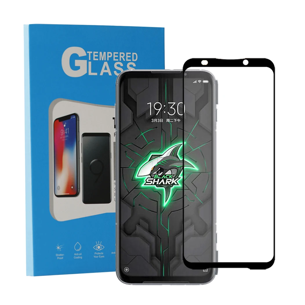 
For Xiaomi Blackshark 2 3 pro Full Flue Screen Protector 2.5D Printing 9H Full Glue Coverage Tempered Glass protective film 