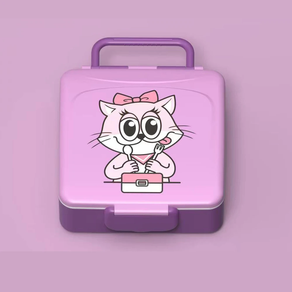 Пластиковый отсек OEM ODM от LOOK BACK детская коробка Tiffin многоразовый контейнер для хранения обедов Bento с ручкой
