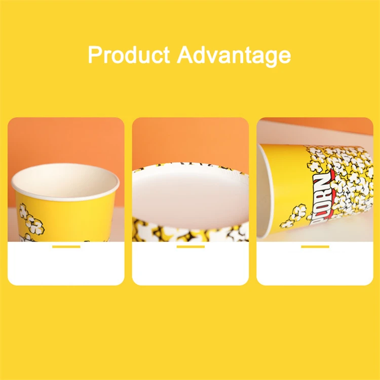 Custom Printed Movie Night Popcorn Paper Boxes Buckets Large Capacity 32-180 oz Popcorn Containers