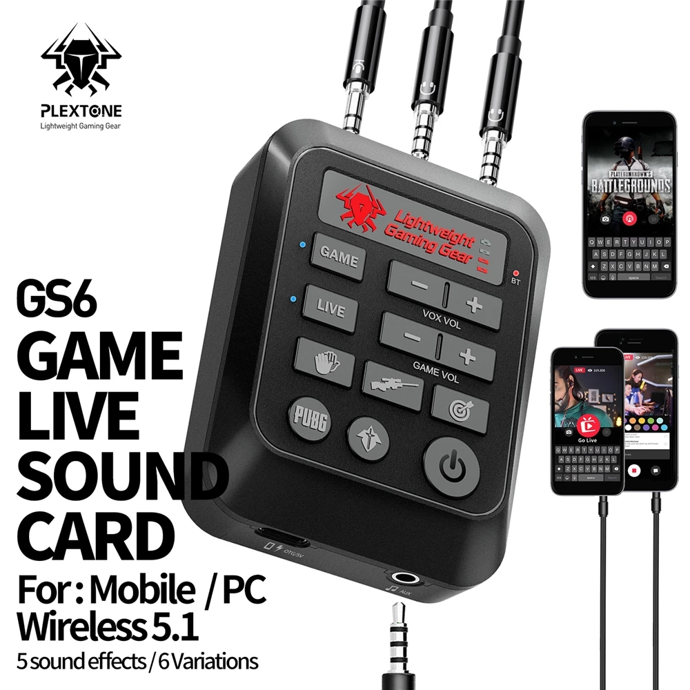 PLEXTONE GS6 звуковая карта 2022 Заводская оптовая продажа Виртуальный 7 1 CH внешний адаптер стерео конвертер