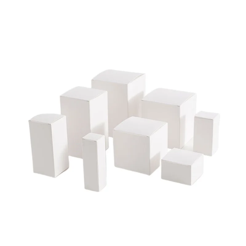 50pcs Plain Paper Boxes General Wholesale Packaging White 350G Square Ivory Board Accept Customization