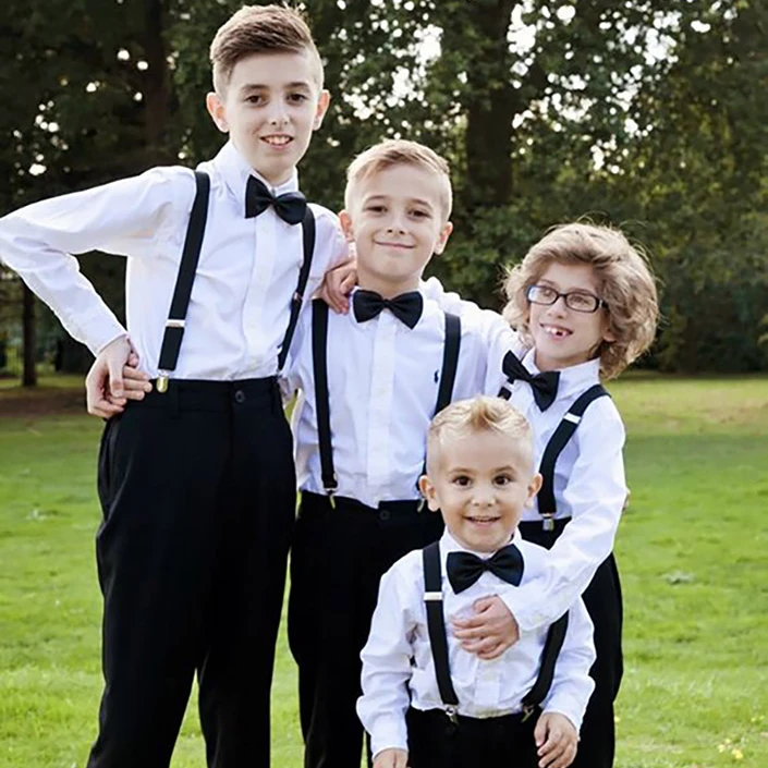 Solid Color Children Belt Bowtie Set Baby Boys Suspenders Polyester Y-Back Braces Two Colors Bow Tie Adjustable Elastic Kids