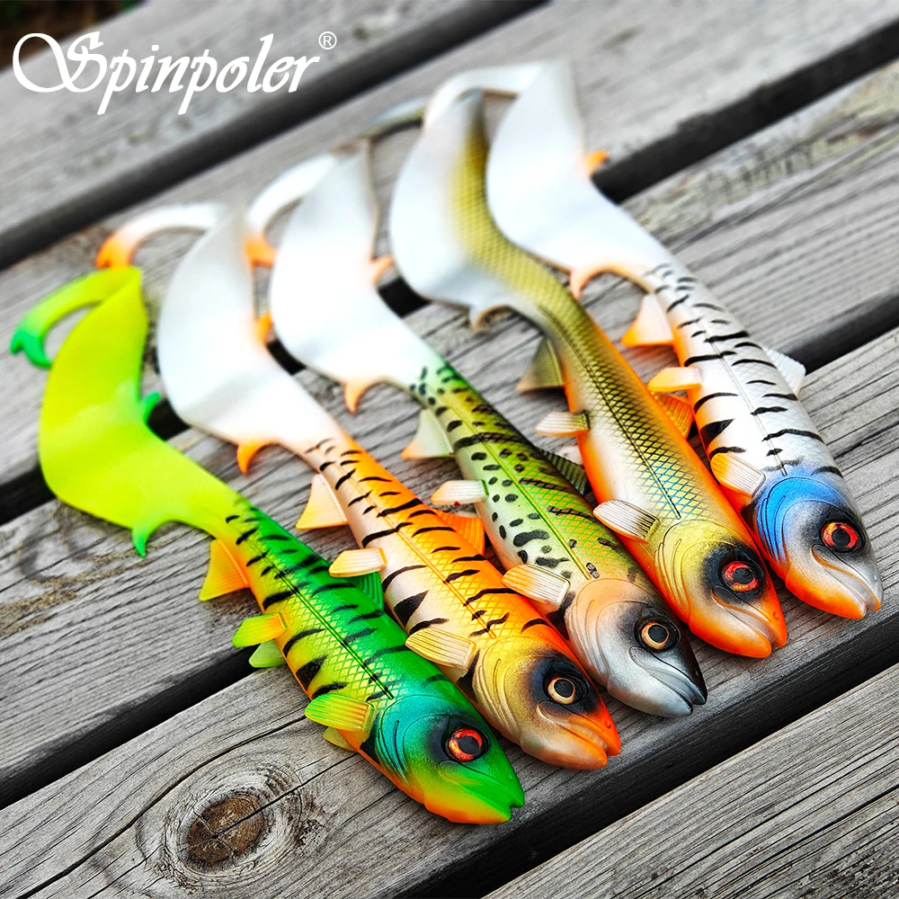 Spinpoler Bionic Soft Lure 17.5cm/22cm Fishing Bait Wobbler Swimbait Paddle Tail Rubber Shad Northern Bass Sea Pike Tackle