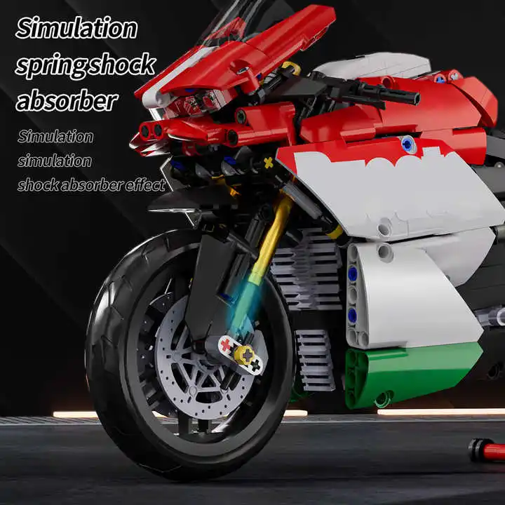 88800 DIY Racing Car Kit Simulation Ducati V4S Motorcycle Autocycle Model Building Blocks Bricks Toys Best Collection