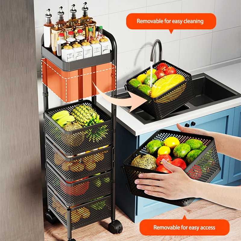 Metal Storage Basket Rotatable for Convenient Organization of Sundries Rotating Storage Basket