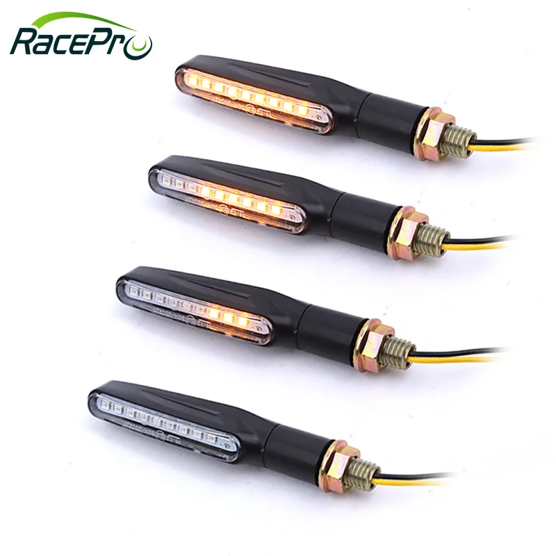 RACEPRO E-mark 12V Universal Turning Signal Light Sequential Flowing Indicator Motorcycle LED Blinker Lights For Motorcycle