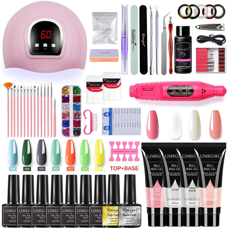 Destly Wholesale Acrylic Poly Gel Nail Kit With Lamp Extension Glitter Gel Polish uv Jelly Polish Gel  Tips For Beauty