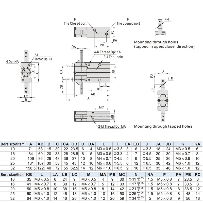 AIRTAC HFR10 16 20 25 32    180 degree open and close finger cylinder compact pneumatic air cylinders pneumatic double acting