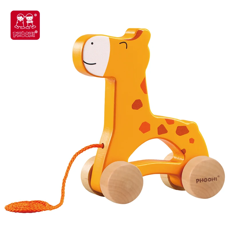 Animal wooden toys lovely and different wooden pull along toy with boosting coordination