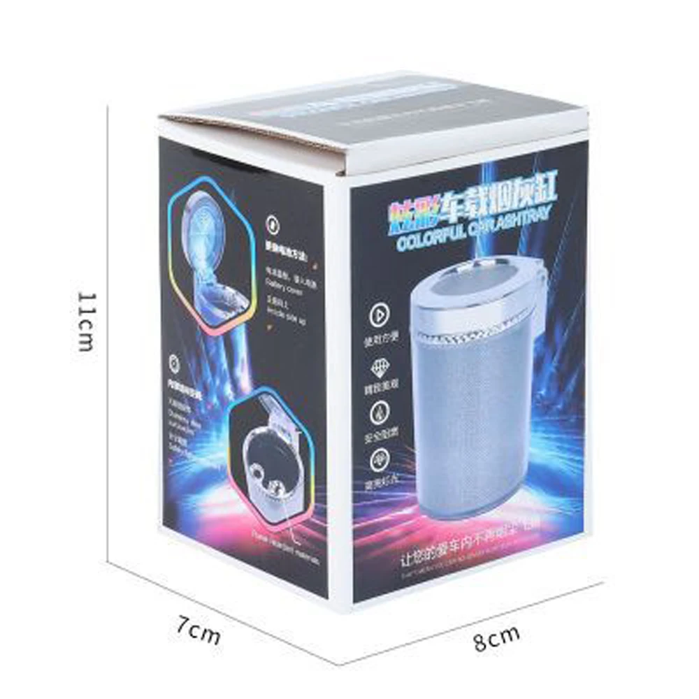 Car Ashtray With LED Light Cigarette Cigar Ash Tray Container Smoke Ash Cylinder Smoke Cup Holder LED Colorful Ashtray