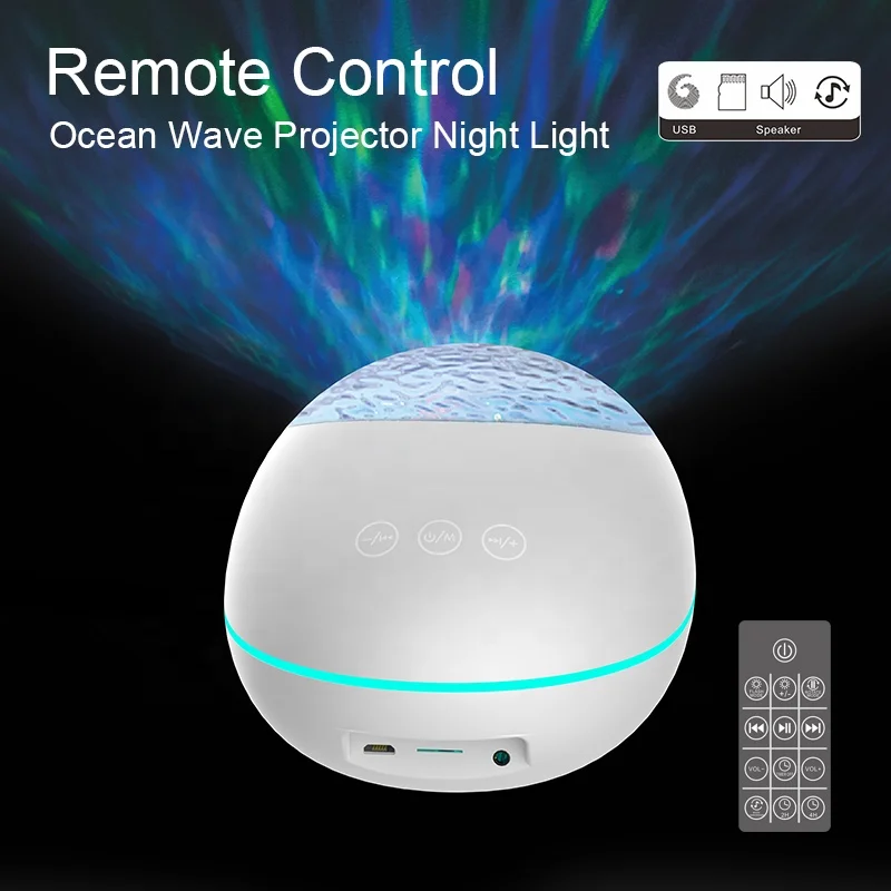 New Design Lucky Stone Shape USB LED Starry Night Light Ocean Wave Projector with  Remote Control